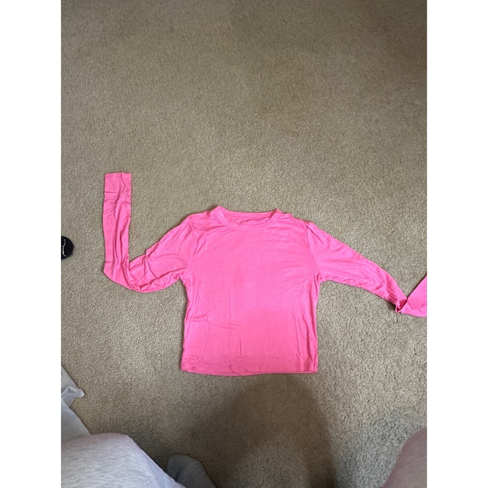 Alexander Jane Hot Pink Ribbed Long Sleeve Crew Neck‎ Top AJ2004 Mens Size S/M